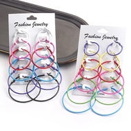 6Pair Hip hop/rock Black Big Circle Round Hoop Earrings / 5CM Large Circle Hoop Earrings / Female Te
