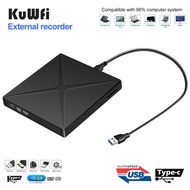 KuWFi B3.0 External DVD Drive DVD-RW CD Writer Player Recorder for Mac Windows laptop PC Portable BD/CD/DVD Burner