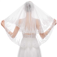 Bridal Veil Double Sequin Lace Soft Mesh Veil Car Bone Short Party Veil