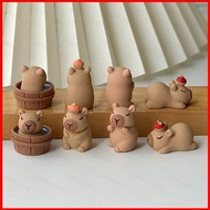 SQ1 4pcs Capybara Action Figure Super cute Micro-landscape Model Dolls Toys For Kids car Ornament Co