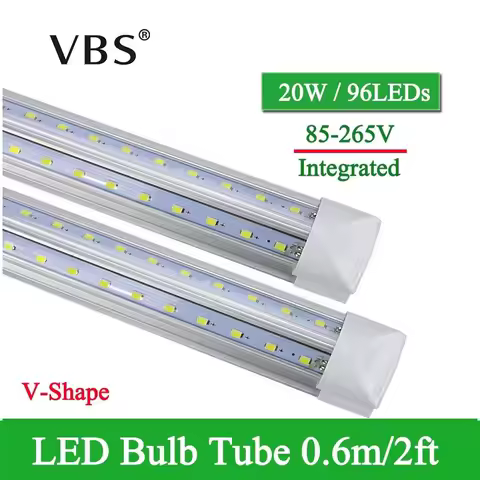 1 PCS V-Shape Integrated LED Tube Lamp 20W T8 570mm 2FT LED Bulbs 96LEDs Super Bright Led Fluorescen