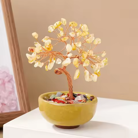 Tea Cup Crystal Tree Base Treasure Basin Crystal Wealth Tree Tea Cup Base Crystal Tree Creative Crys