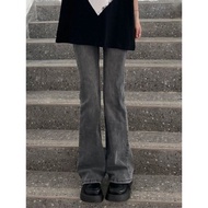 light blue jeans baggy pants women Seluar berkobar kelabu berasap retro jalan raya Amerika 2024 gaya