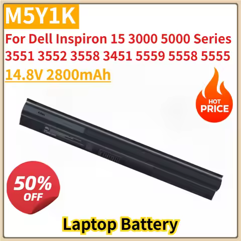 New M5Y1K Replacement Laptop Battery 14.8V 2800mAh for Dell Inspiron 15 3000 5000 Series 3551 3552 3