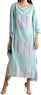 Classy Printed Soft Satin Silk Modest Wear Kaftan for Women, Beach Dress, Maxi Dress, Caftan, Birthday, Boat Neck Style, Regular Wear Kaftan Multicolor, Multicolor, One Size