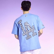 เสื้อยืด100% อย่างเป็นทางการ MLB Checkerboard Clipping Logo Overfit-4สี (2023ใหม่)