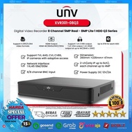 UNIVIEW XVR301-08Q3 DVR 8 Channel 5MP Real - 8MP Lite 1 HDD Q3 Series CCTV 