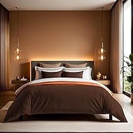 Premium Ranforce Single Quilt Cover, Dark Brown, 135 x 200 cm, 100% Cotton, 155 Thread Count, Button