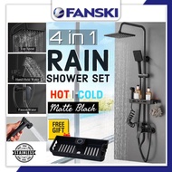 Rain Shower Set 4in1 Hot and Cold Mixer Shower Set Matte Black Ultra Thin Square Head Stainless Steel Water Saving