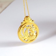 Sand Gold Couple Dragon Phoenix Pendant Necklace Retro Dragon Phoenix Chengxiang Chinese Pendant 520