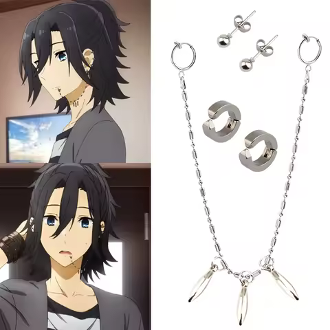 Anime Horimiya Miyamura Izumi Ear Clip Lip Chain Earring Stainless Steel Punk Earrings brinco grunge