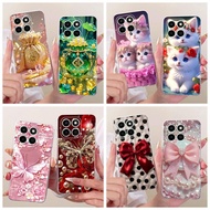 Clear Soft Casing For Honor X6C / Honor x6c Plus 4G Phone Case Floral Butterfly Cute Cat Lucky Bag B