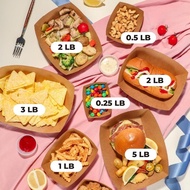 50pcs Heavy-Duty Kraft Paper Snack Boat Proof Open Tray for BBQ Wings Potato Chips