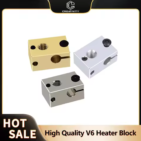 High Quality V6 Heater Block Plated Copper Brass PT100 3D Printer Parts Heat Block For Upgrade E3D V