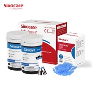 🔥พร้อมส่ง🔥 Sinocare แผ่นตรวจ น้ำตาล สำหรับ Sinocare Safe-Accu2 50ชิ้น (แผ่น1กล่อง+ฟรีเข็ม)