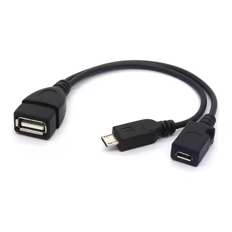 Micro USB OTG Splitter Cable, USB 2.0 A Female to Micro USB Male and Micro 5 Pin Female Adapter Host