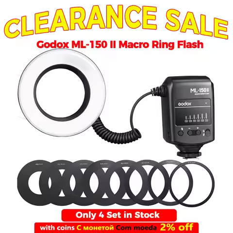 Godox ML-150II Macro Ring Flash for Sony Canon Nikon Fuji Olympus Panasonic DSLR Cameras