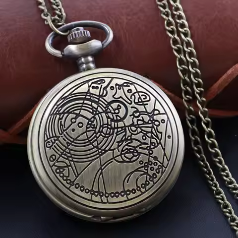 Exquisite and Complex Copper Wire Sculpture Quartz Necklace Pocket Watch Vintage Bronze Pendant Pock