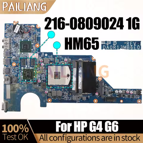 For HP G4 G6 Notebook Mainboard Laptop DA0R13MB6E0 HM65 216-0809024 1G 636373-001 650199-001 Motherb