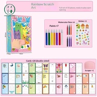 [Chicnest] 35Pcs Squeegee Art Kids Paint Kit, DIY Material Magic Reveal Rainbow Scratch Art BU