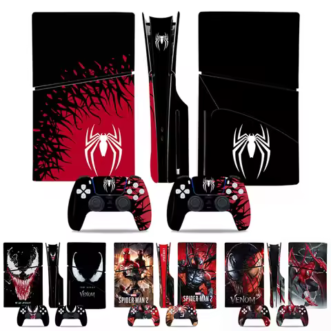 Marvel Spiderman Skin Sticker Decal Cover for PS5 Slim Playstation 5 Slim Disc Console Controllers A