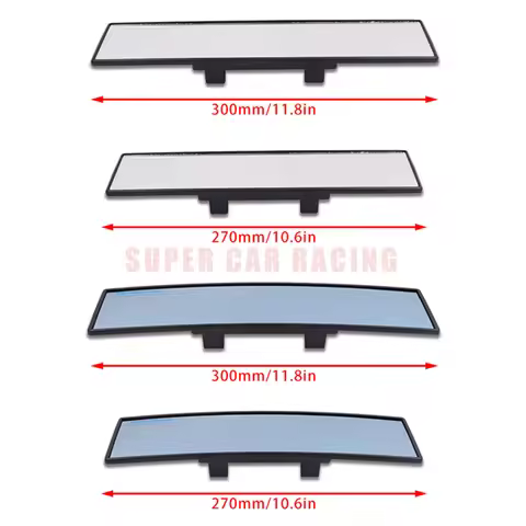 Universal JDM Durable Broadway 300mm Anti-Glare Wide Convex Interior Clip On Rear View Clear Mirror 