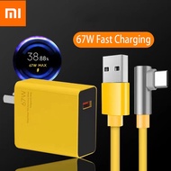 Xiaomi 67W ชุดปั้มอากาศรถยนต์อะแดปเตอร์6A 120W 90องศาข้อศอก Fast Type-C สำหรับ K40 K30 Poco X3 Mi 12