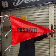 Triangular Flag AdvertisingLANCAR JAYA Premiumsatin Size 75 x 50 Custom Corner Flag/ Custom Printing