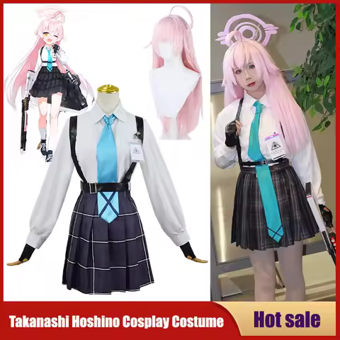 Takanashi Hoshino Costume Game Blue Archive Cosplay School JK Uniforms Top Skirts Wig Outfit Carniva