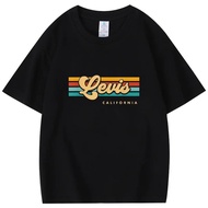 Short Sleeved Top Men'S And Women'S Retro Sunset Stripe Levis California Pure Cotton T-Shirt Popular