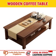 H226 Wooden Coffee Table Classic Elegant Modern Style Living Room Balcony Side Table Wide Double Sto