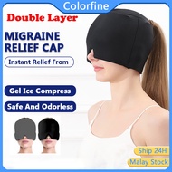 【Double layer】Migraine Relief Cap Gel Reusable Headache Migrain Hat Head Fever Ice Pack Tension Reli
