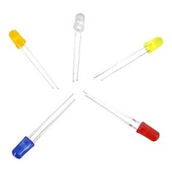 5mm LED 發光二極管 燈粒 3粒裝｜紅 / 藍 / 黃 / 白 / 橙（DIY / Arduino）5mm LED Diodes 3pcs Pack – Red / Blue / Yellow 