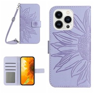 Samsung Galaxy A22 A32 M32 A52 A52S M53 M33 M23 M13 M62 M52 M51 M31 A51 A71 A72 A11 A21S A31 A50S 4G 5G Sunflower Leather Wallet Flip Protective Phone Case Cover with Long Strap