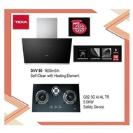 Teka DVV 90 Vertical Hood (1600m3/h) Touch Control with Gesture + Hob G82 3G AI AL TR (5.0KW) with Free Gift