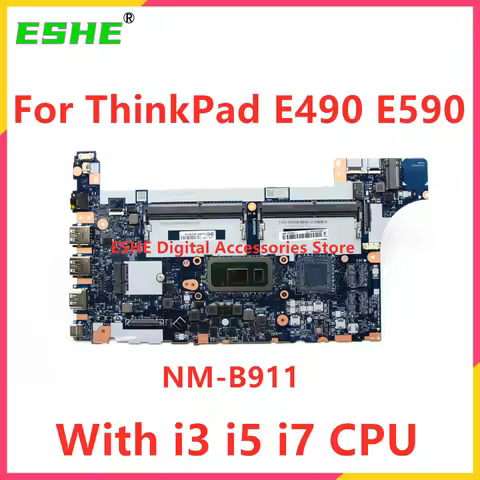 FE490 FE590 FE480 NM-B911 For Lenovo ThinkPad E490 E590 Laptop Motherboard With i3 i5 i7 CPU DDR4 5B