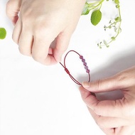 客製化禮物 手工皮繩手鍊 幸運紅繩x5顆寶石款 1至12月 皮製手繩