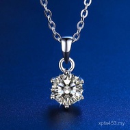 White Gold Six-Claw Necklace Moissanite Plated Carat Diamond Pendant 18K Clavicle Chain 1 Female Non