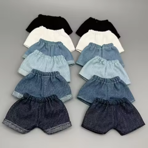 Only clothes, no dolls for 17cm labubu denim shorts 15cm figurine Labubu universal summer shorts Ver