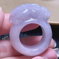 紫羅蘭翡翠貔貅戒指戒圈 | 國際15.5圍 | 天然緬甸玉翡翠A貨