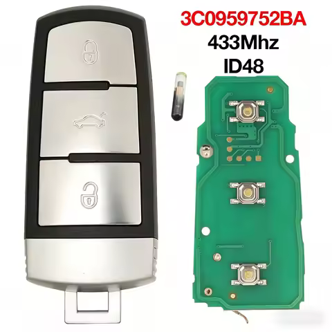 3 Button Semi-Smart Slot Car Key 3C0959752BA 433MHz ID48 Chip HU66 For VW Passat B6 B7 CC Magotan Un