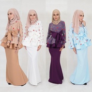 Muslimah Fashion Chiffon Rose Net Moden Baju Kurung (S-10XL) Plus Size Nursing Breastfeeding