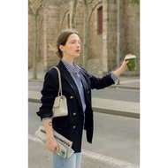 ELBORN Classic Double-Breasted Suit Jacket with Gold Buttons - Elegant Loose Fit