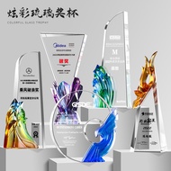 Customized Annual Meeting Authorized Crystal Glass Trophy Creative Award New Employee Commemorative 