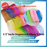 🇲🇾 🎀 (1/2 inch =1.2-1.3cm) Organza Ribbon   45m=50yard/roll  - Craft use ribbon / DIY Material / Tri