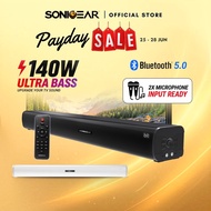 SonicGear HD7000 140W Ultra Bass Soundbar (TV/PC, BT5.0) – 2 Mic Inputs for Karaoke Speaker Bluetoot