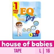 EQ Dry Travel Pack Large 16's - Tape Baby Diapers
