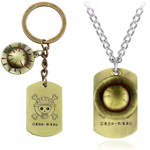 Anime Necklace Luffy's Straw Hat and Garo's Military Badge Pendant, Men's Fashion Necklace Accessory