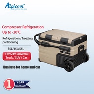 Alpicool freezer mini fridge peti ais 冰箱 35L/45L/55L car fridge refrigeration Dual temperature and dual control APP