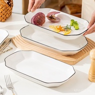 Pinggan Ikan Isi Rumah Baru 2025 Pinggan Panjang Seramik Nilai Penampilan Tinggi Ikan Kukus Pinggan 